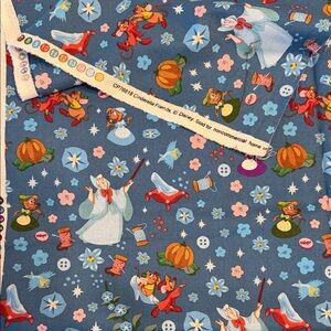 Disney Cinderella Friends Blue Kids Cotton Fabric 1yd 8in
